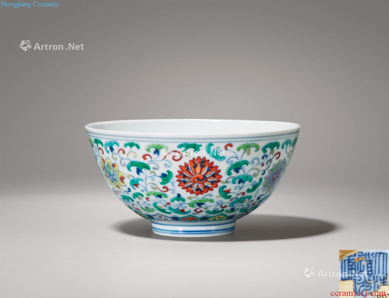 Qing daoguang bucket color flower green-splashed bowls
