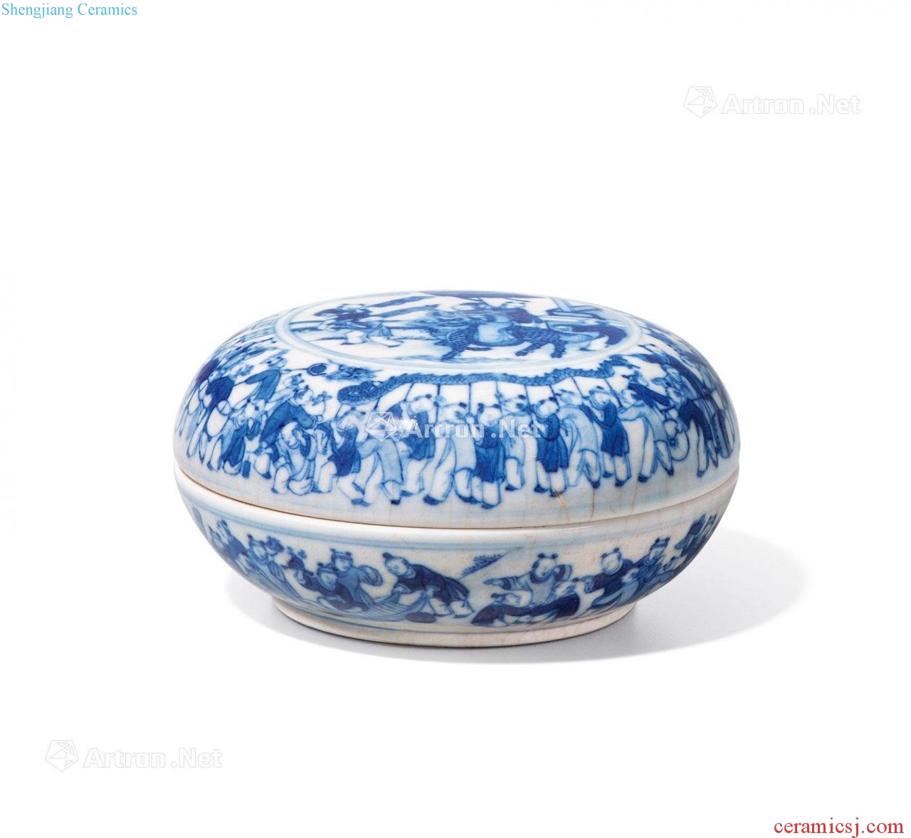 Qing qianlong Blue and white spring of the ancient philosophers play tougue boxes