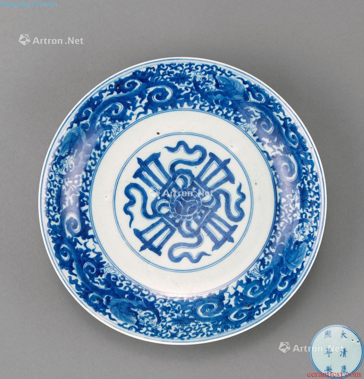 In the qing dynasty Blue vajra dragon pattern plate