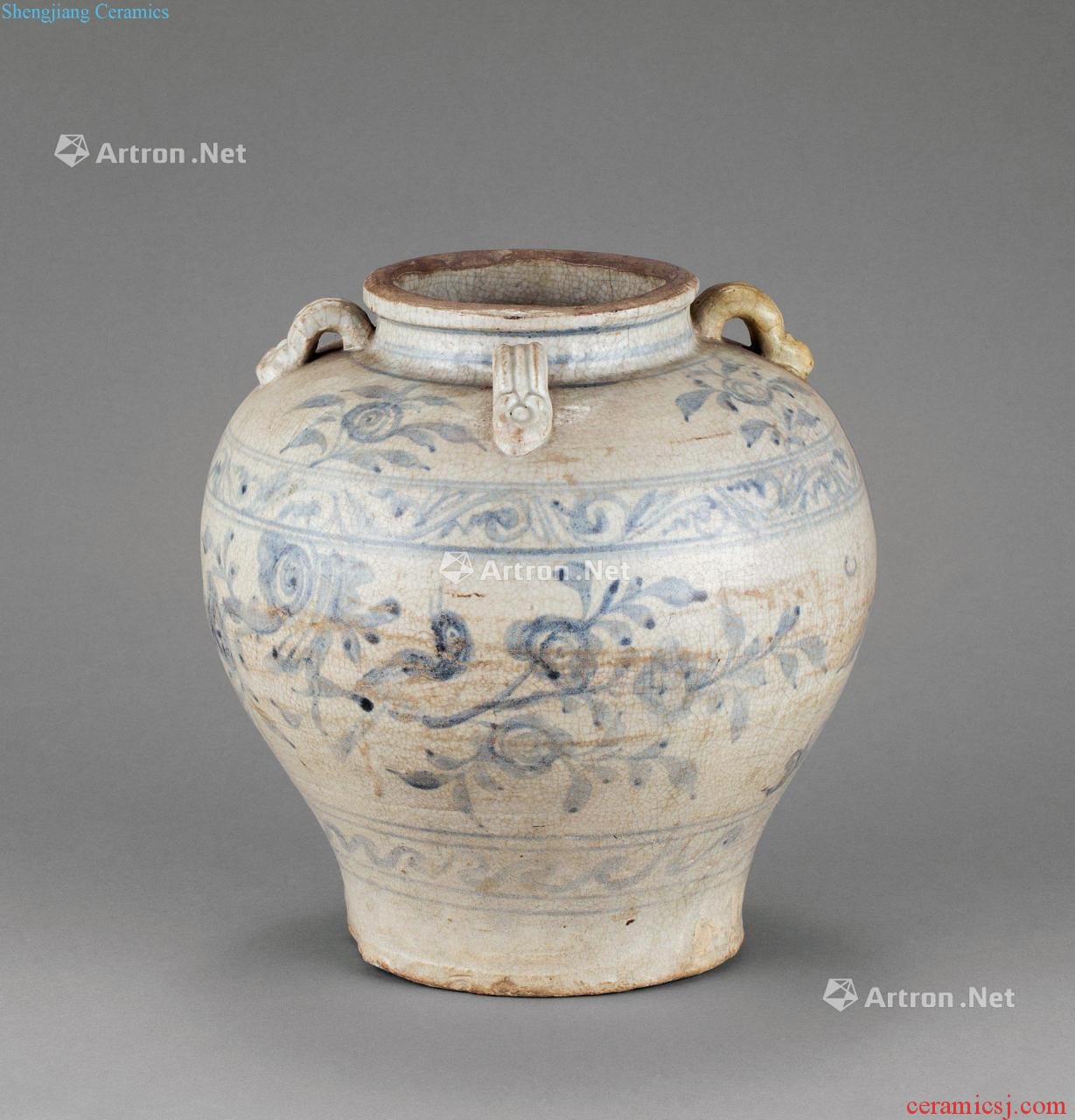 In the Ming dynasty Blue and white lines of quaternary pot of flowers
