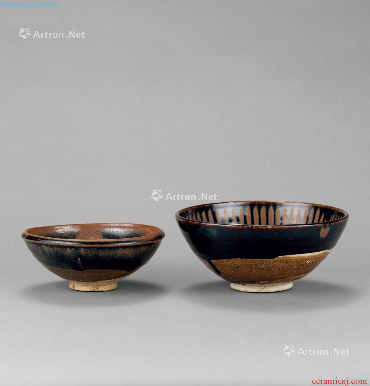 Jin magnetic state kiln iron embroidery pattern bowl (a set of 2)