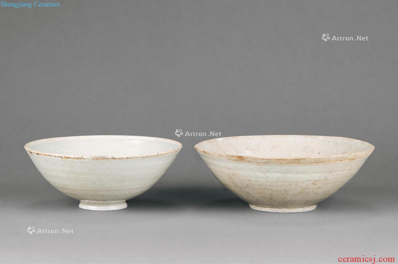 Song dynasty kiln porcelain flowers green-splashed bowls A group white porcelain printing grain bowl (2)