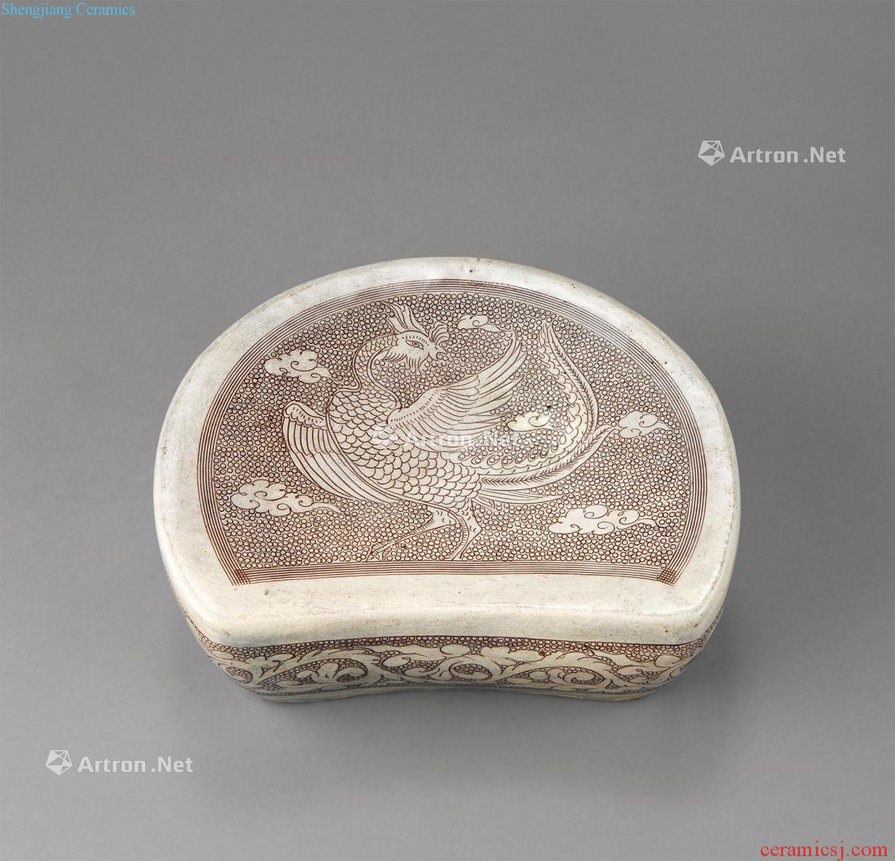 Dengfeng song dynasty kiln pearl phoenix design craft porcelain pillow
