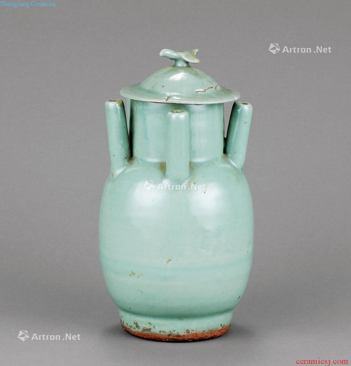 The southern song dynasty Longquan celadon five hole cover bottle