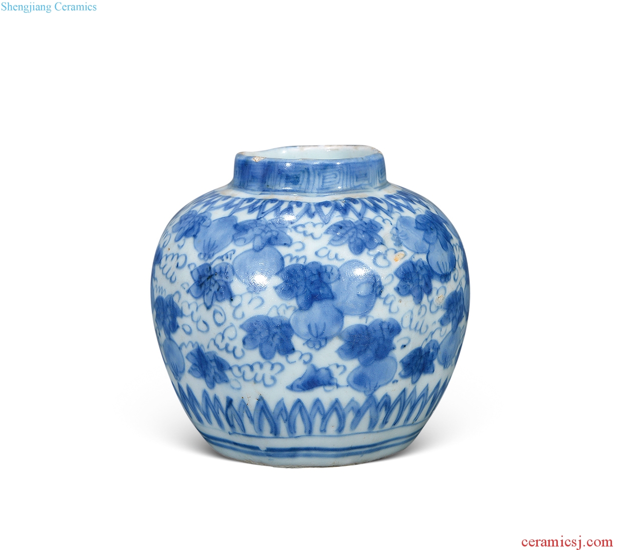 Ming Blue and white melon and fruit grain tank