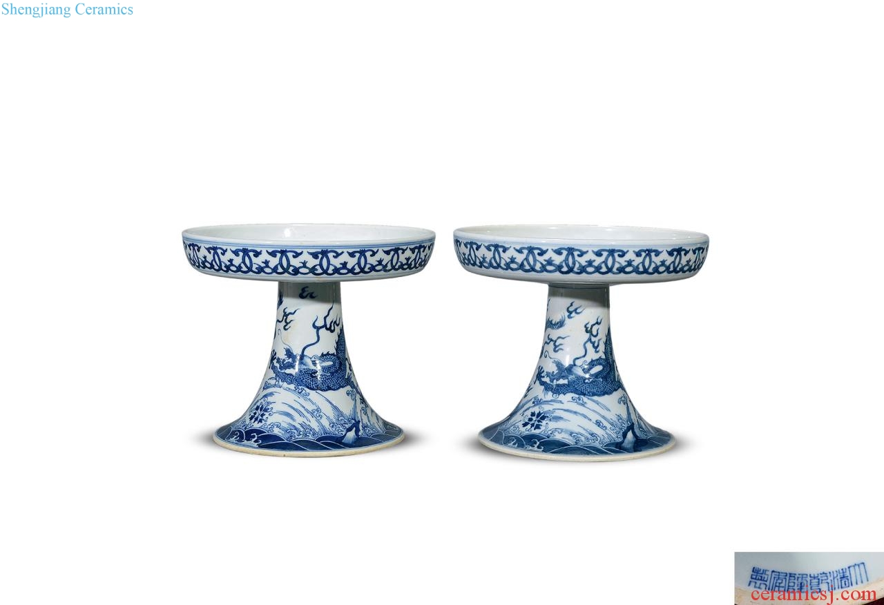 qing Blue and white dragon best plate (a),