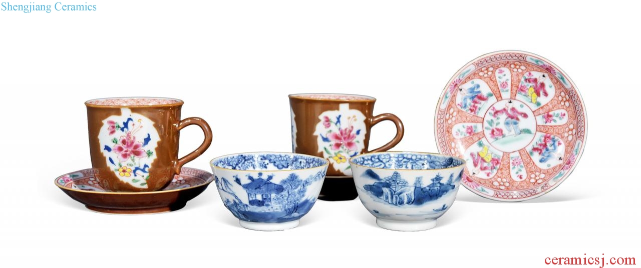 Qianlong - blue and white powder enamel cup, yongzheng plate (7)