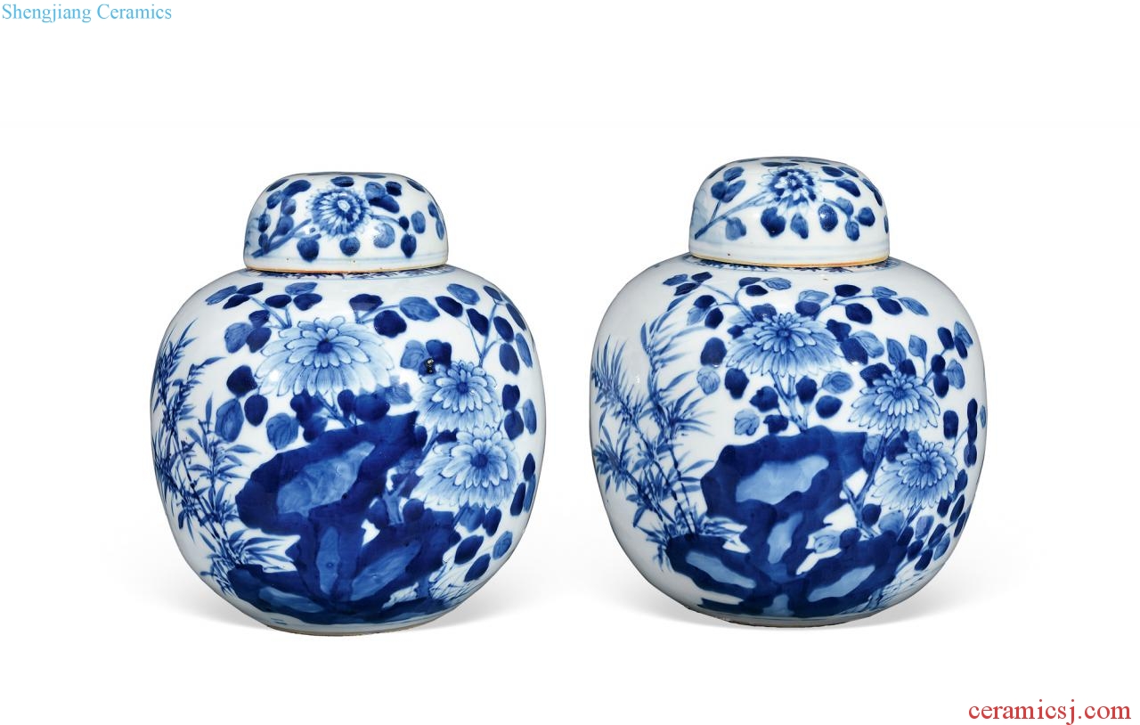 Qing guangxu Blue and white flowers cover tank (a)