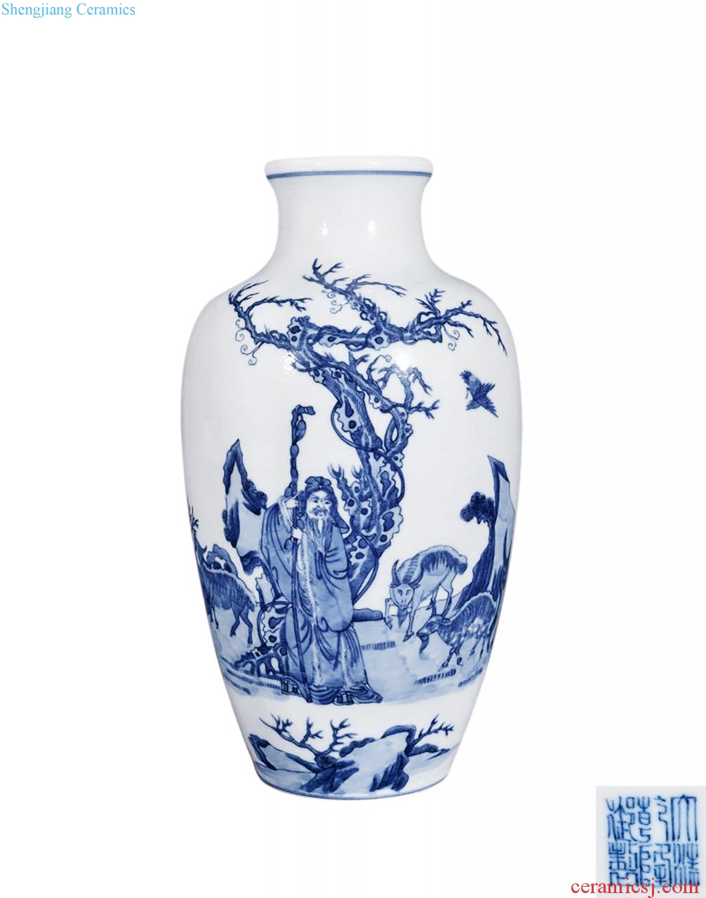 Qing guangxu Blue and white figure bottles