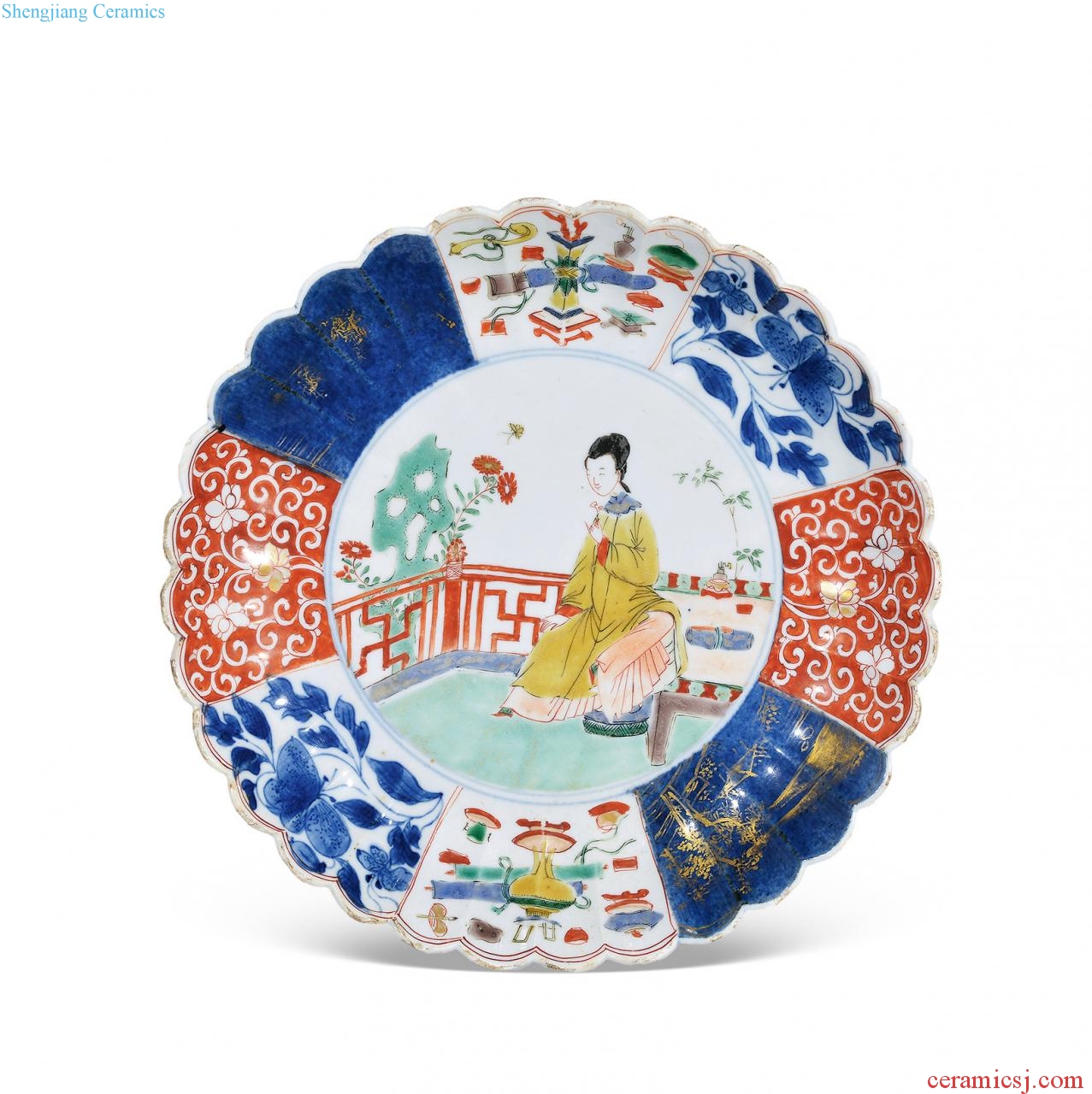 The qing emperor kangxi Blue and white colorful traditional Chinese dish
