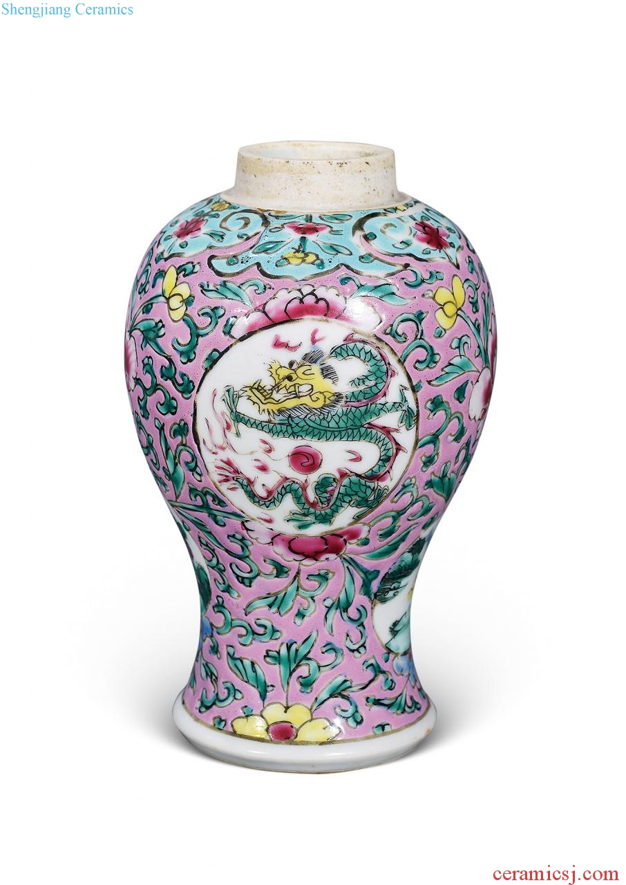 Qing yongzheng pastel dragon bottle