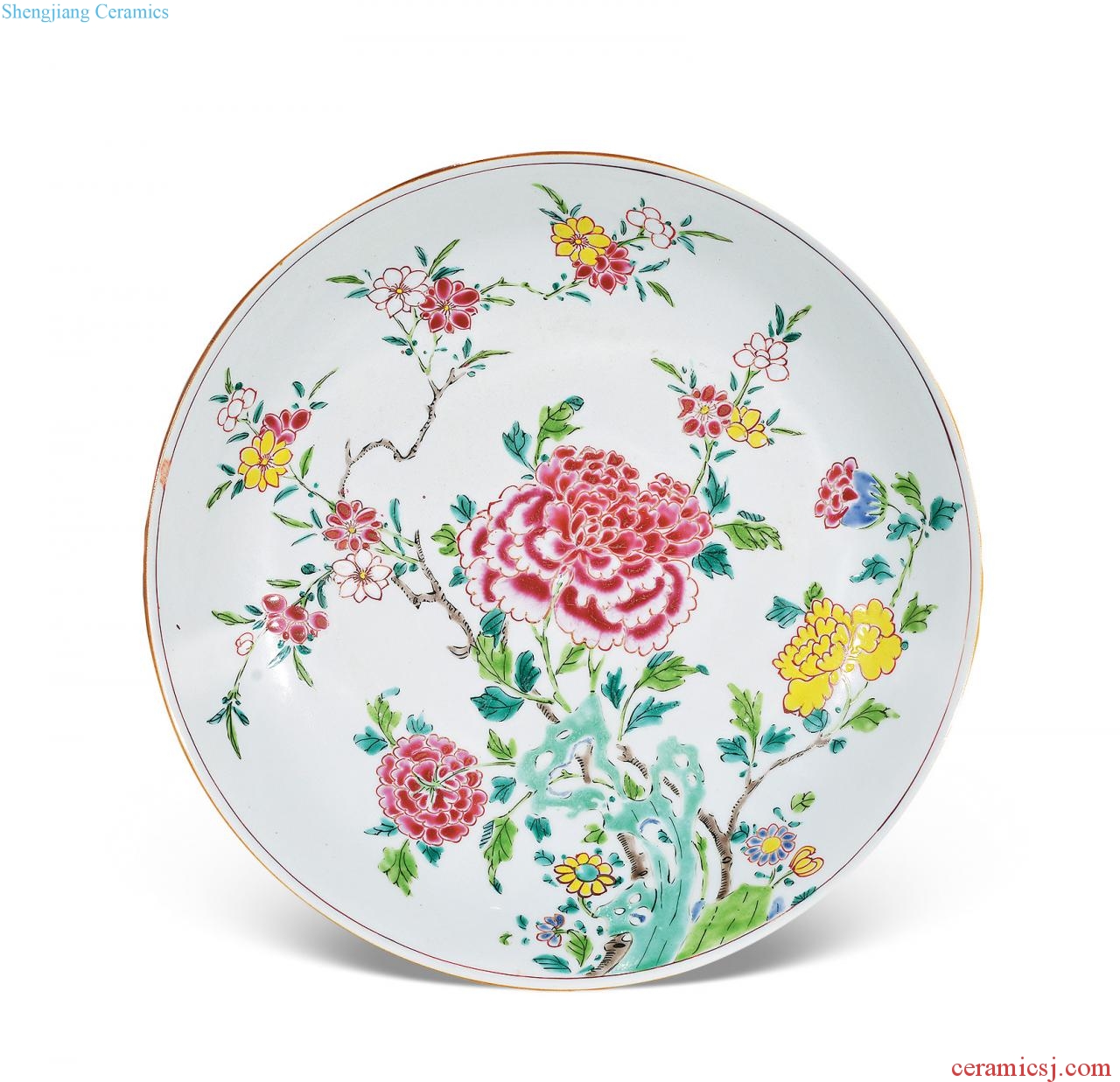 Qing yongzheng famille rose flower disc