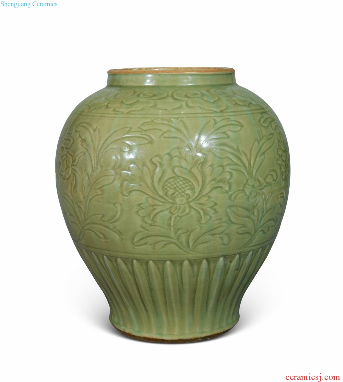 Ming Longquan celadon carved flower pot