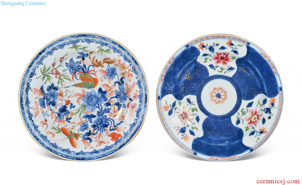 Blue and white and pastel qing qianlong plate (two)