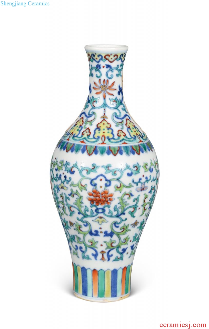 Qing qianlong bucket color flower bottle