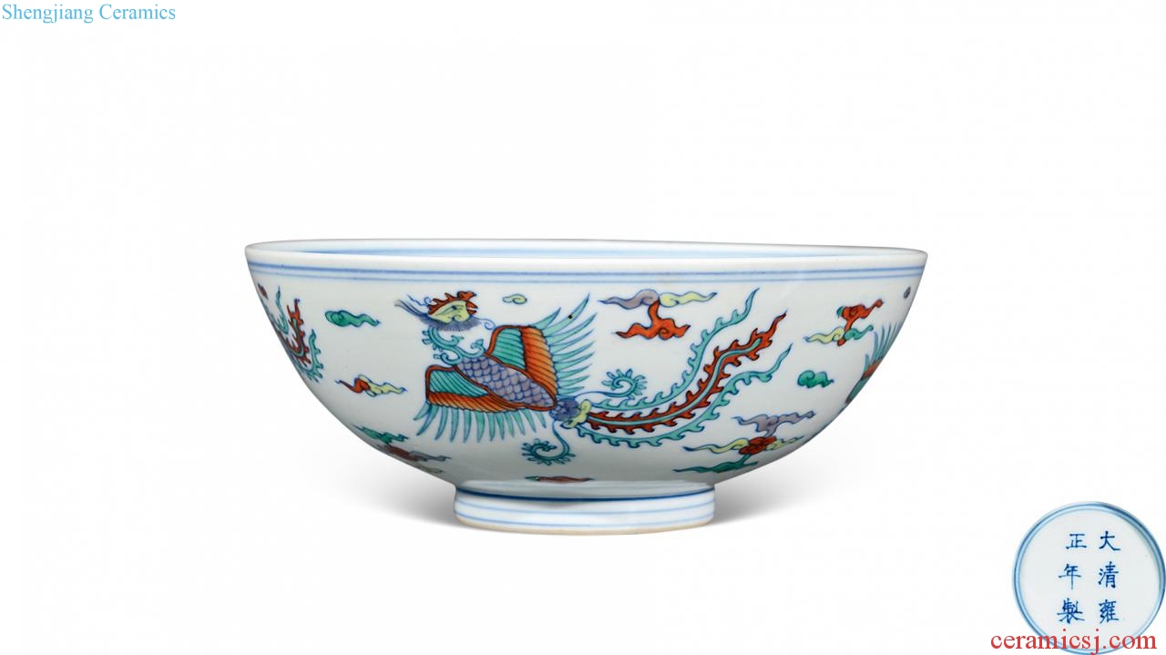 In late qing dynasty Fight colourful feng green-splashed bowls