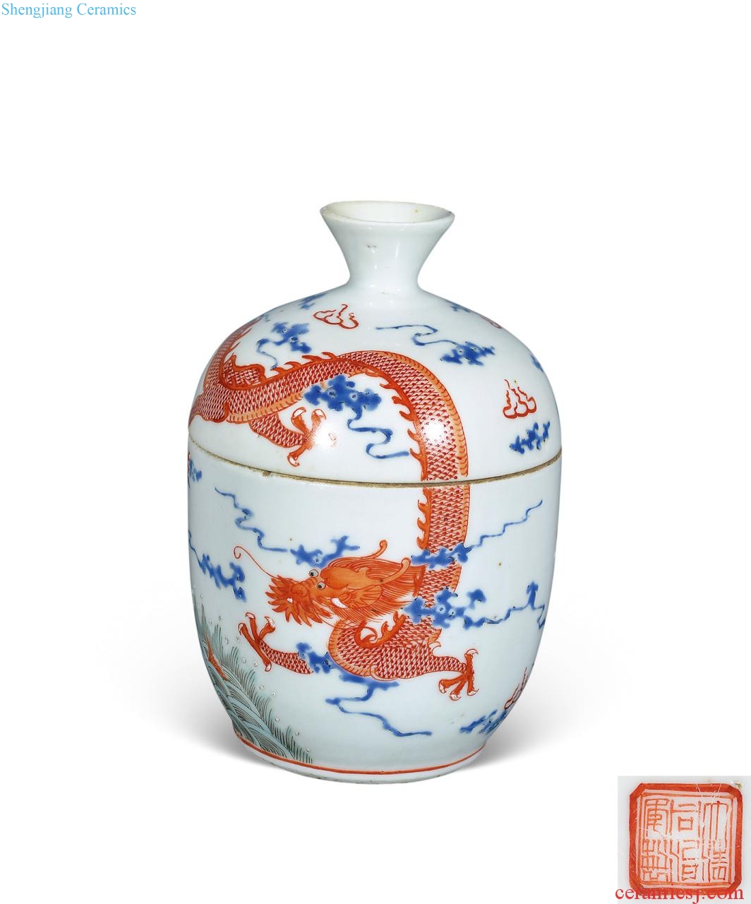 Dajing enamel fish dragon cover box