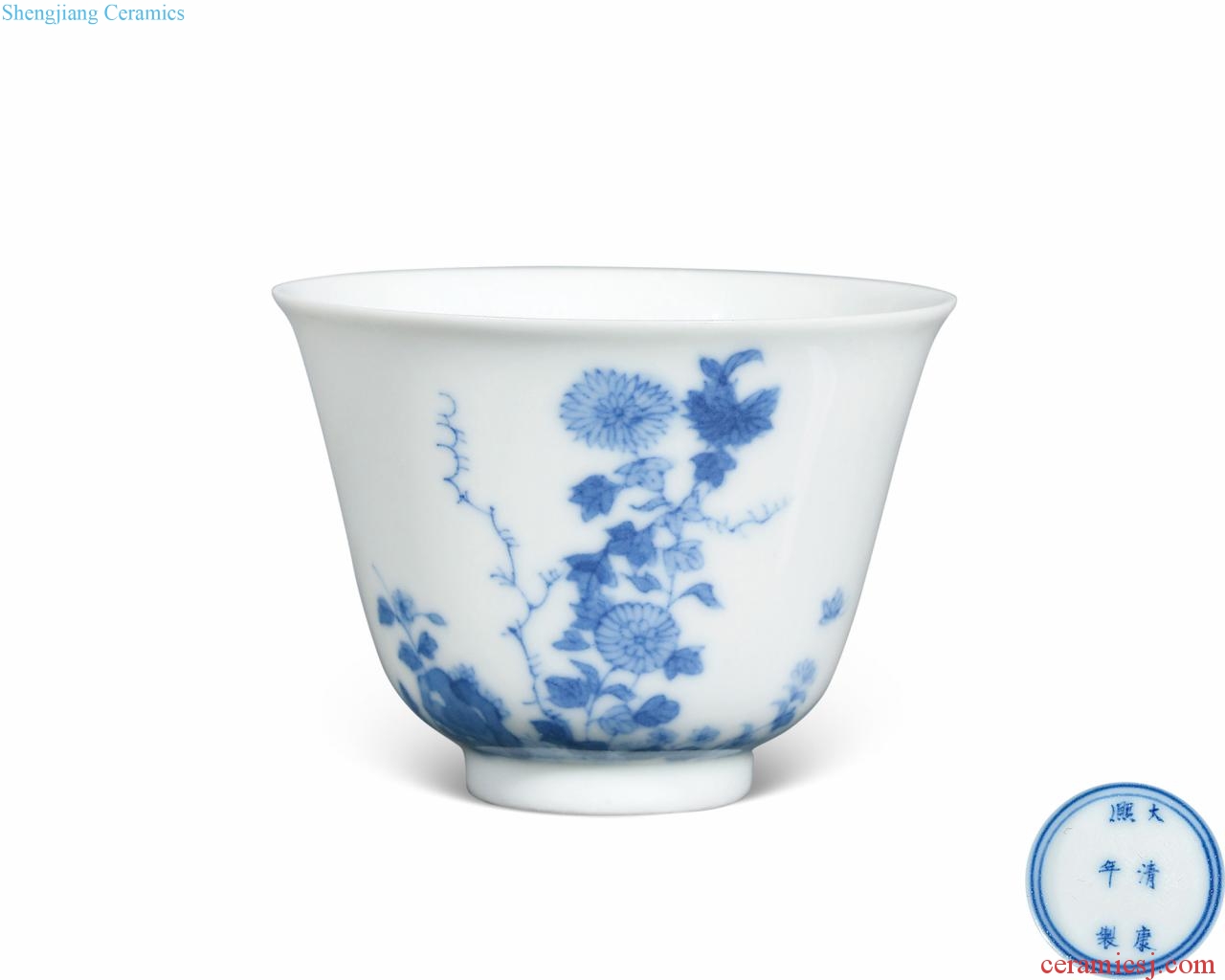 Qing guangxu Blue and white flora cup