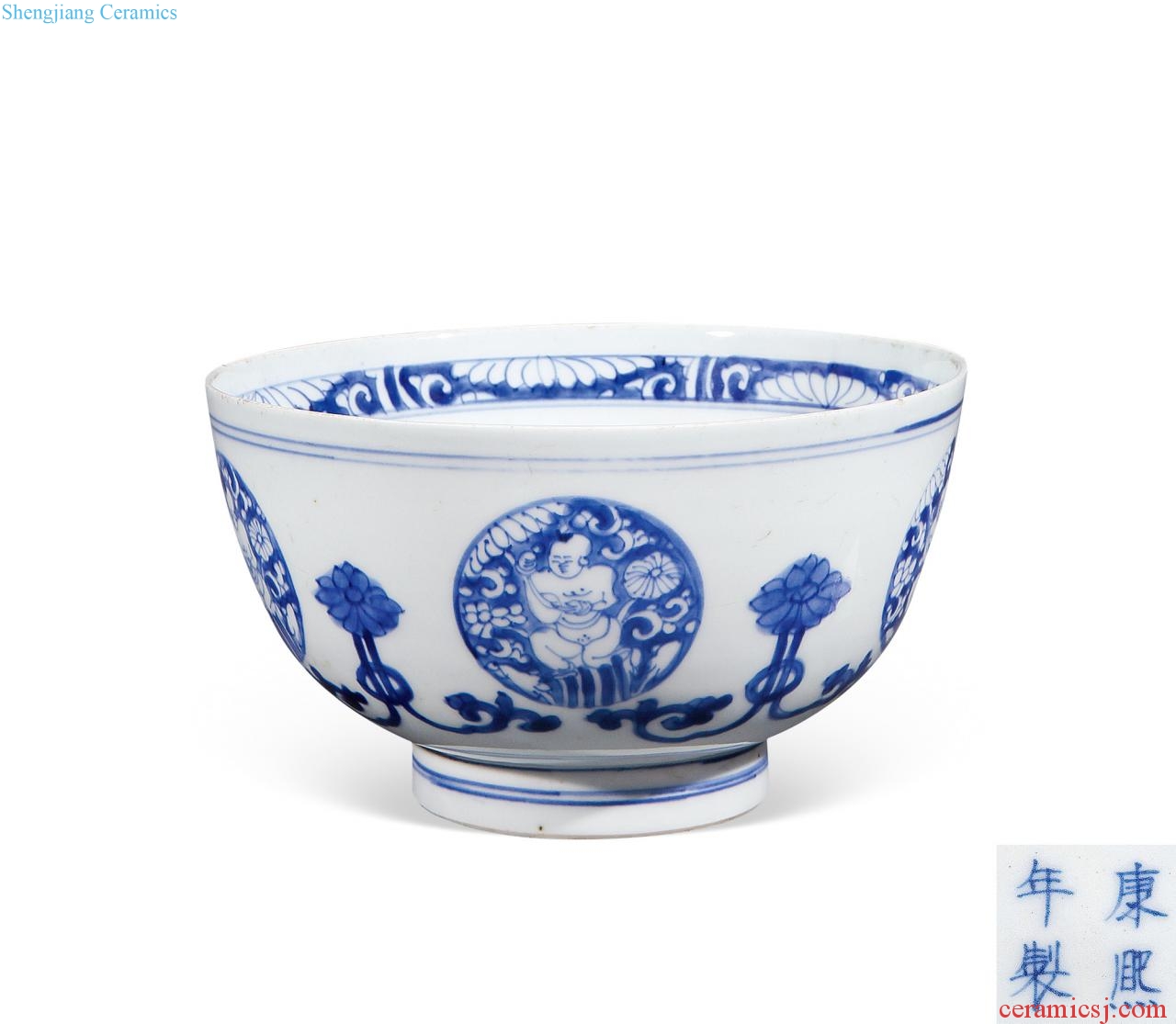 Qing guangxu Blue and red cliff fu big bowl
