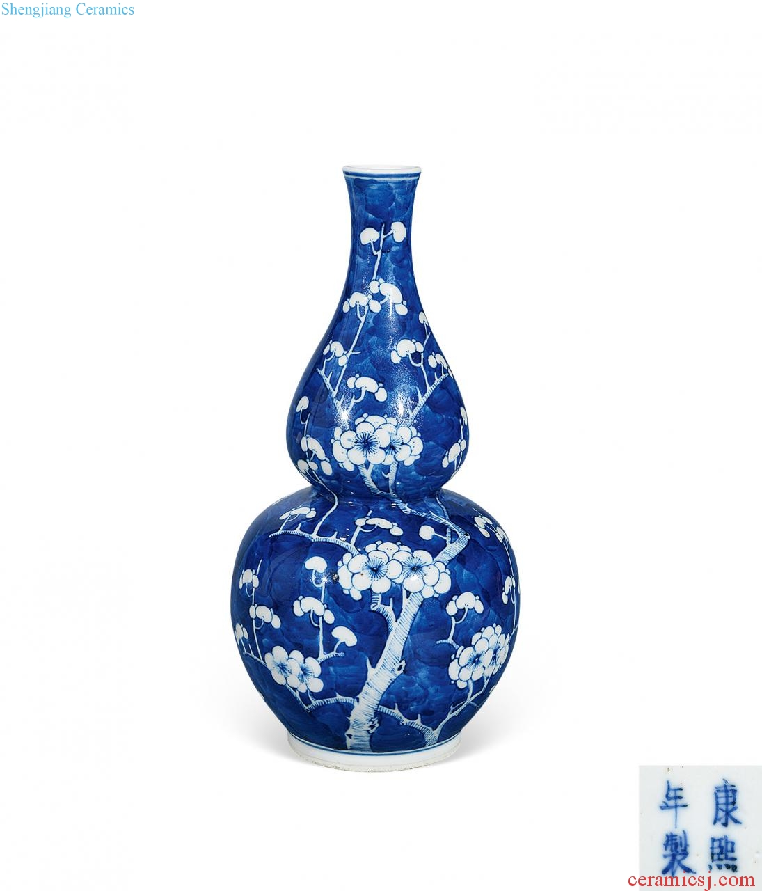 Qing guangxu Blue and white ice plum bottle gourd