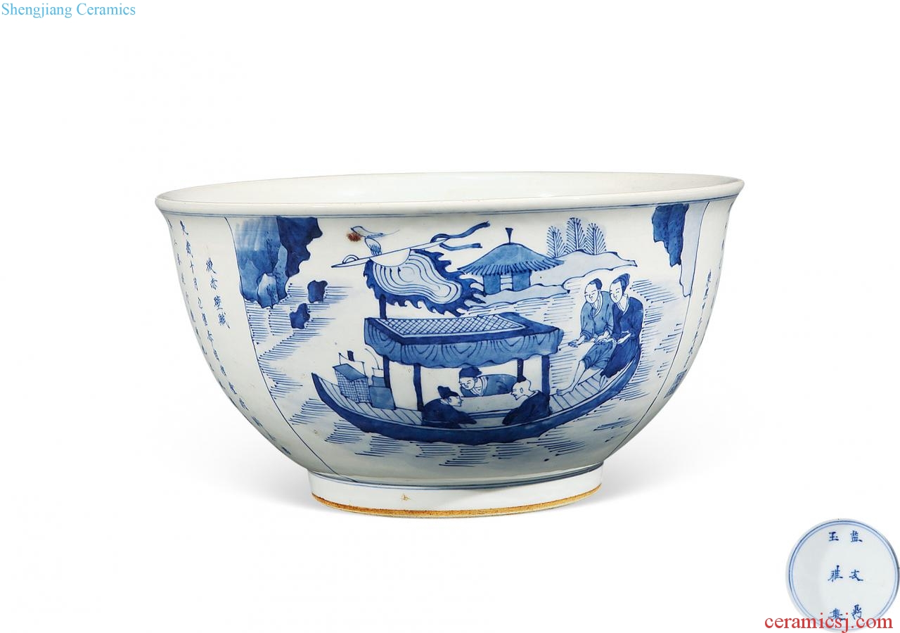 Qing dynasty blue-and-white bowl spends characters