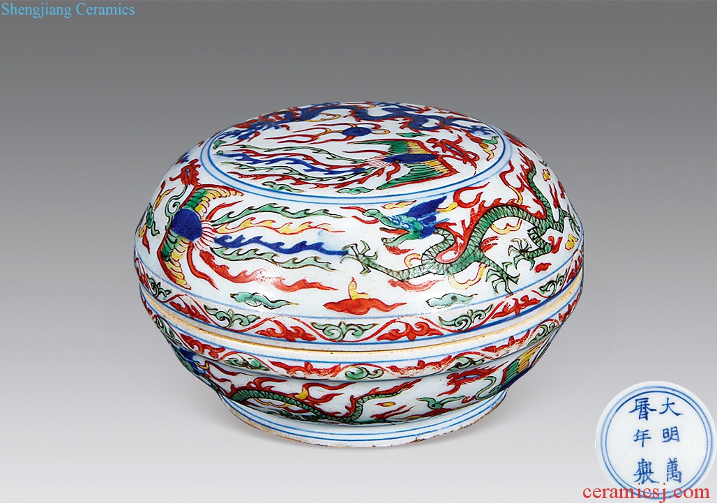 Ming Blue and white color longfeng lines cover box