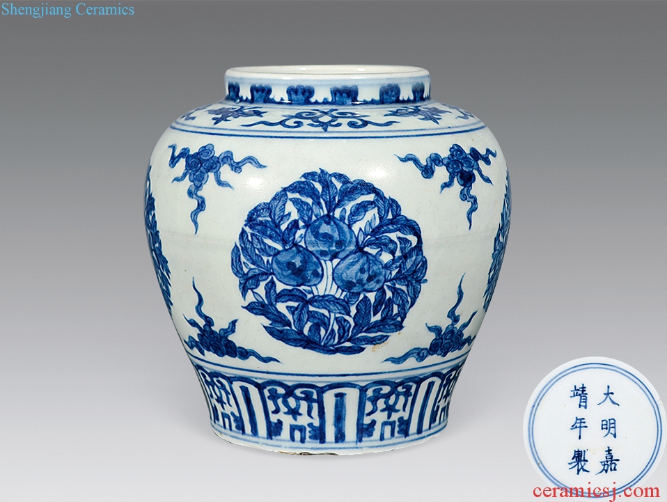 Ming Blue and white flowers and grain tank