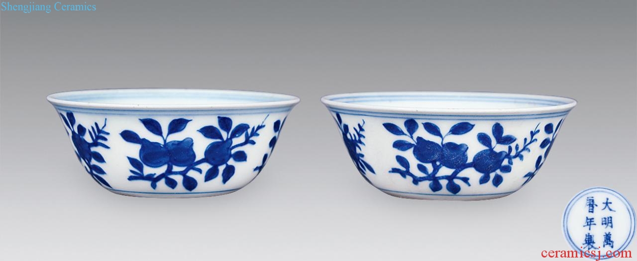 Ming Blue and white floral cup (a)