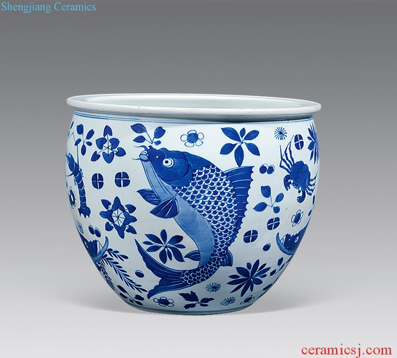 qing Blue and white fish grain cylinder