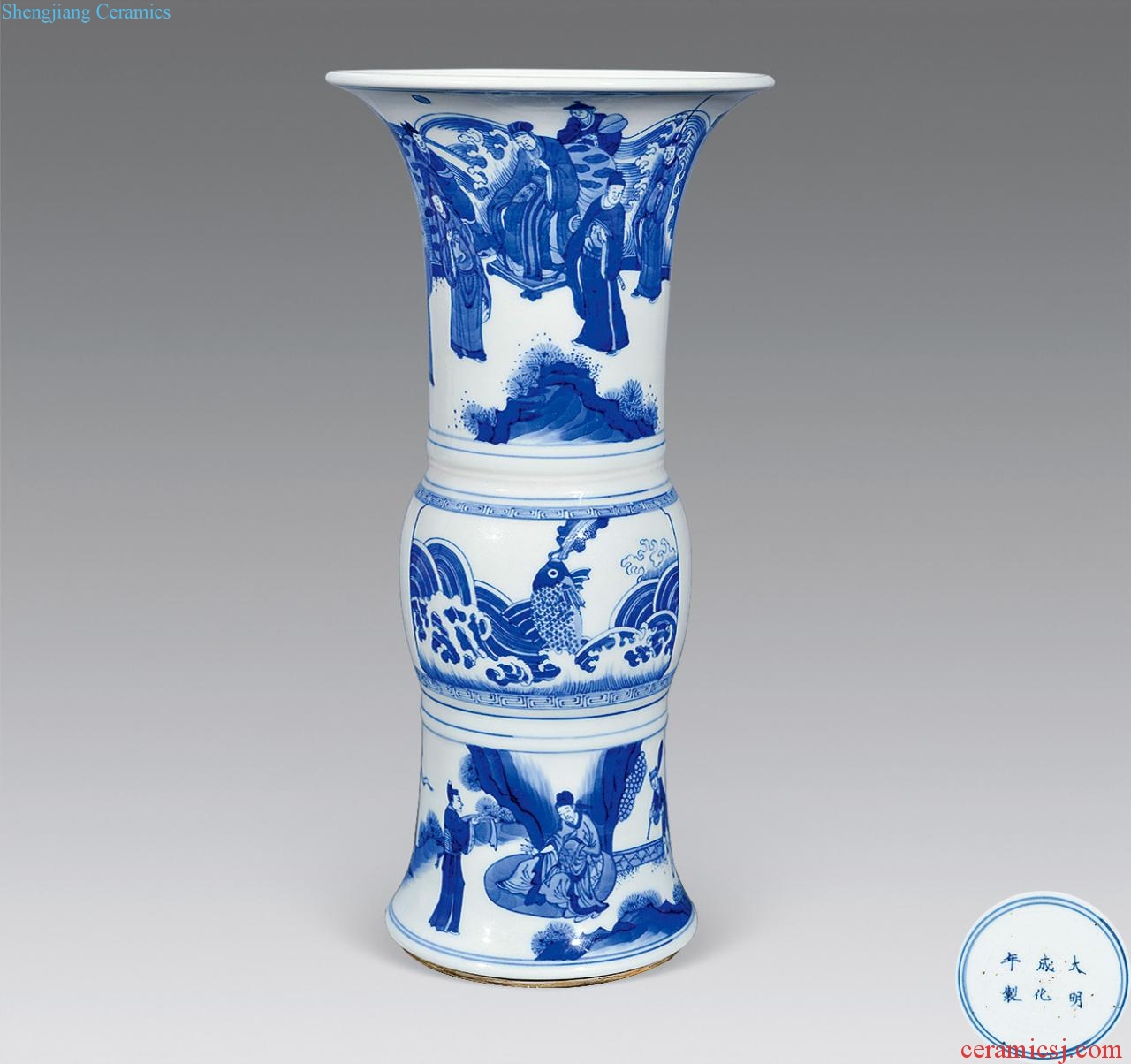 Qing guangxu Blue and white Gao Shitu vase with flowers