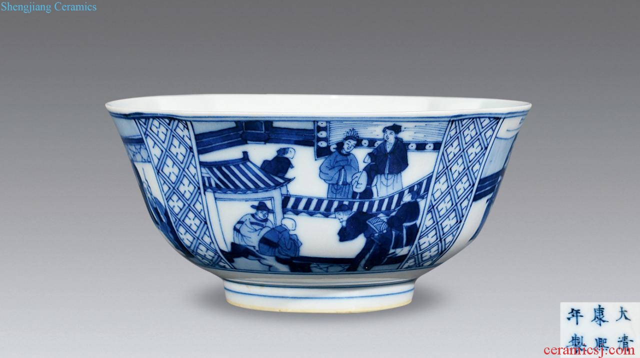 Qing guangxu Blue and white characters bowl