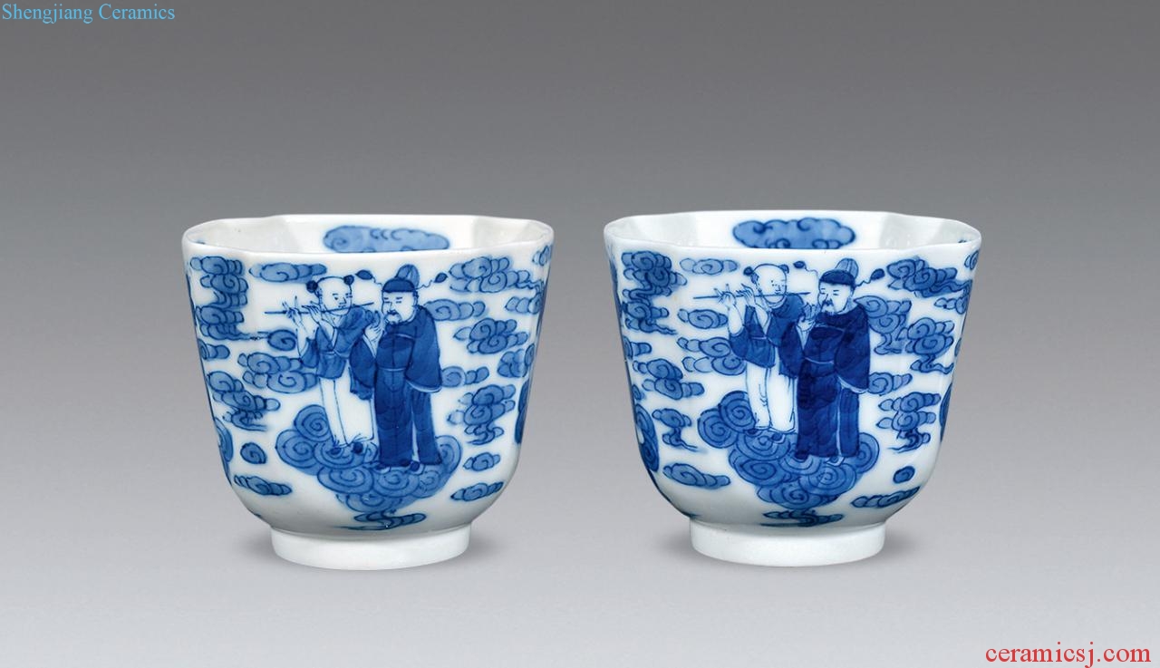 Qing guangxu Blue and white stories of the eight immortals figure cup (a)
