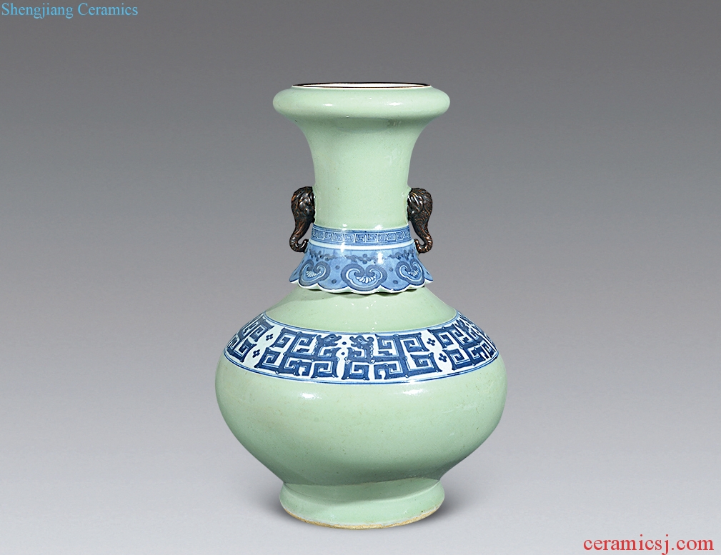 Mid qing Pea green blue and white double elephant ears