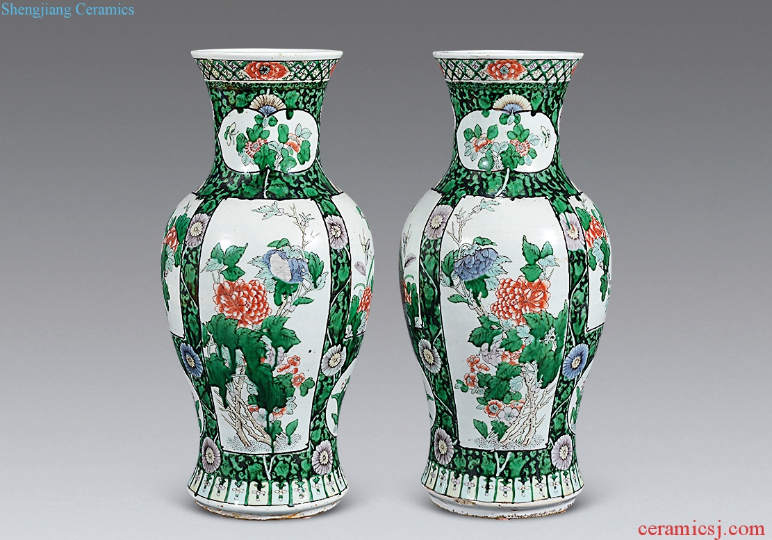 Qing guangxu Colorful flowers and birds goddess of mercy bottle (a)
