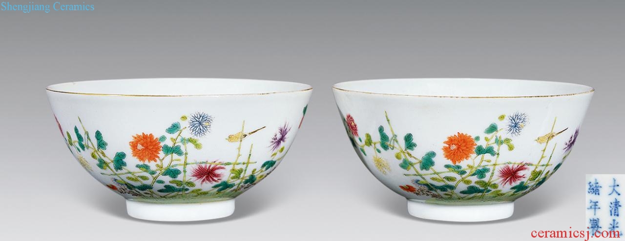 Pastel flowers bowl reign of qing emperor guangxu (a)