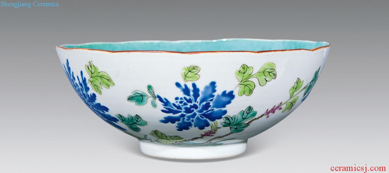 In late qing pastel peony grains big bowl