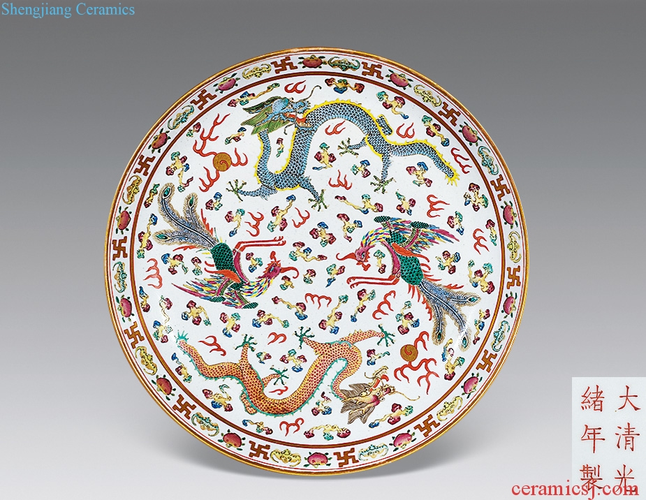 Clear pastel longfeng plate