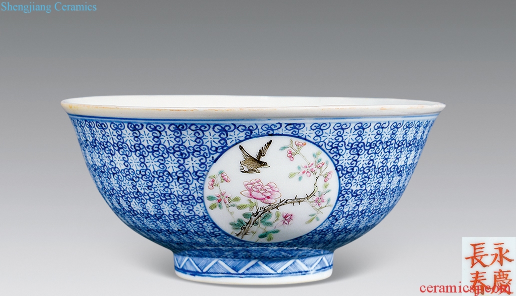 The blue to reign of qing emperor guangxu medallion powder enamel bowls
