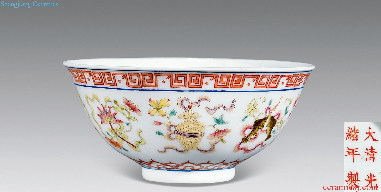 Pastel reign of qing emperor guangxu eight auspicious dishes