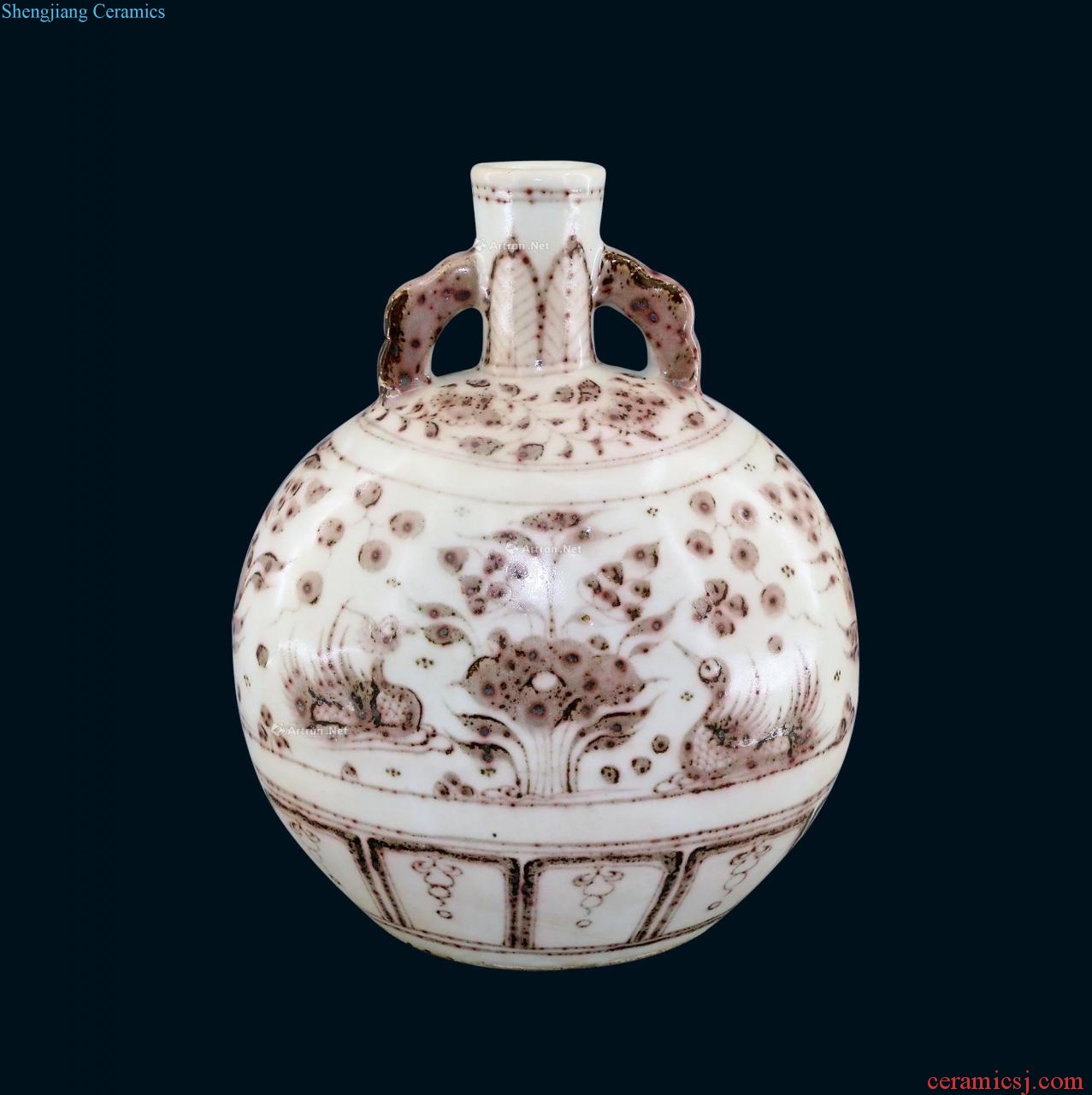 yuan Youligong yuanyang lotus pattern ears on the bottle