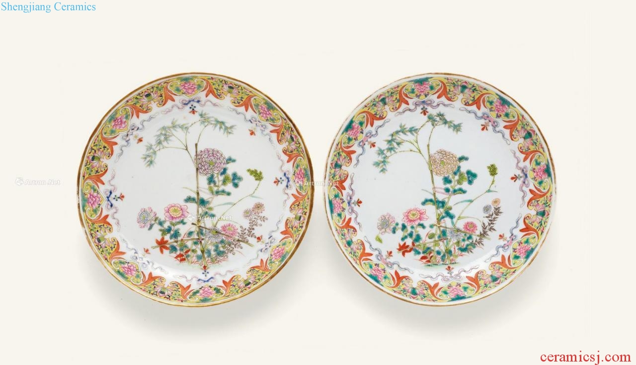 Qing guangxu Imitation of kangxi famille rose flower pattern plate