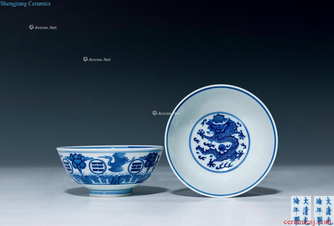 guangxu Blue and white outside gossip James t. c. na was published in dragon lines bowl (a)