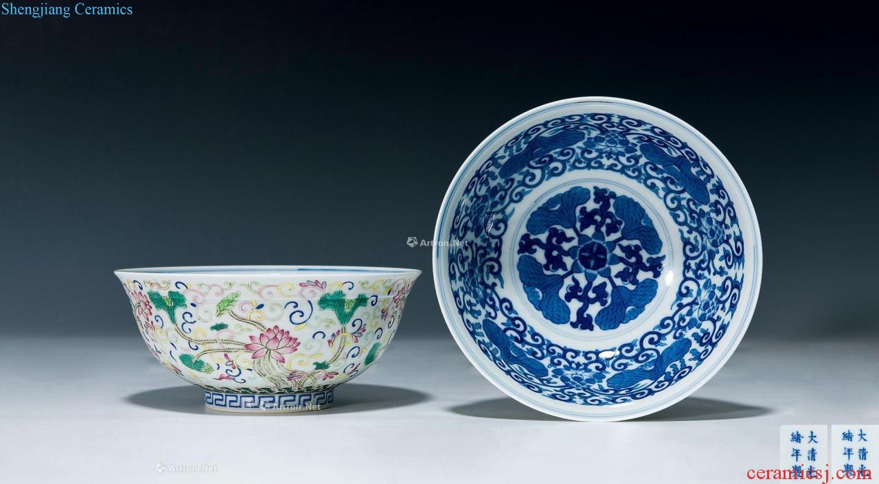 Guangxu outside pastel blue and white petunia flower grain bound within the lotus flower bowl (a)