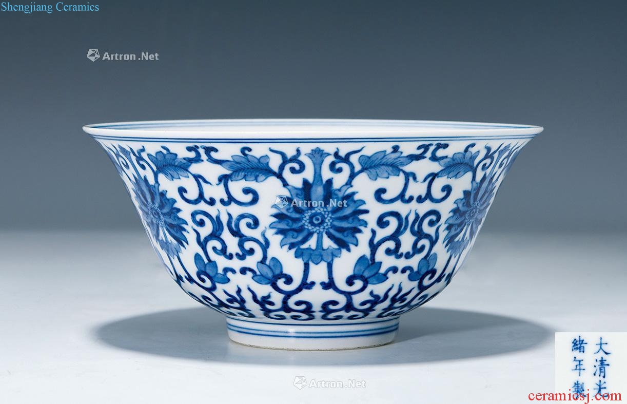 guangxu Blue and white lotus flower green-splashed bowls