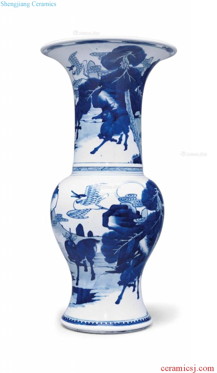 Kangxi period, 1662-1722 - A BLUE AND WHITE PHOENIX - TAIL VASE