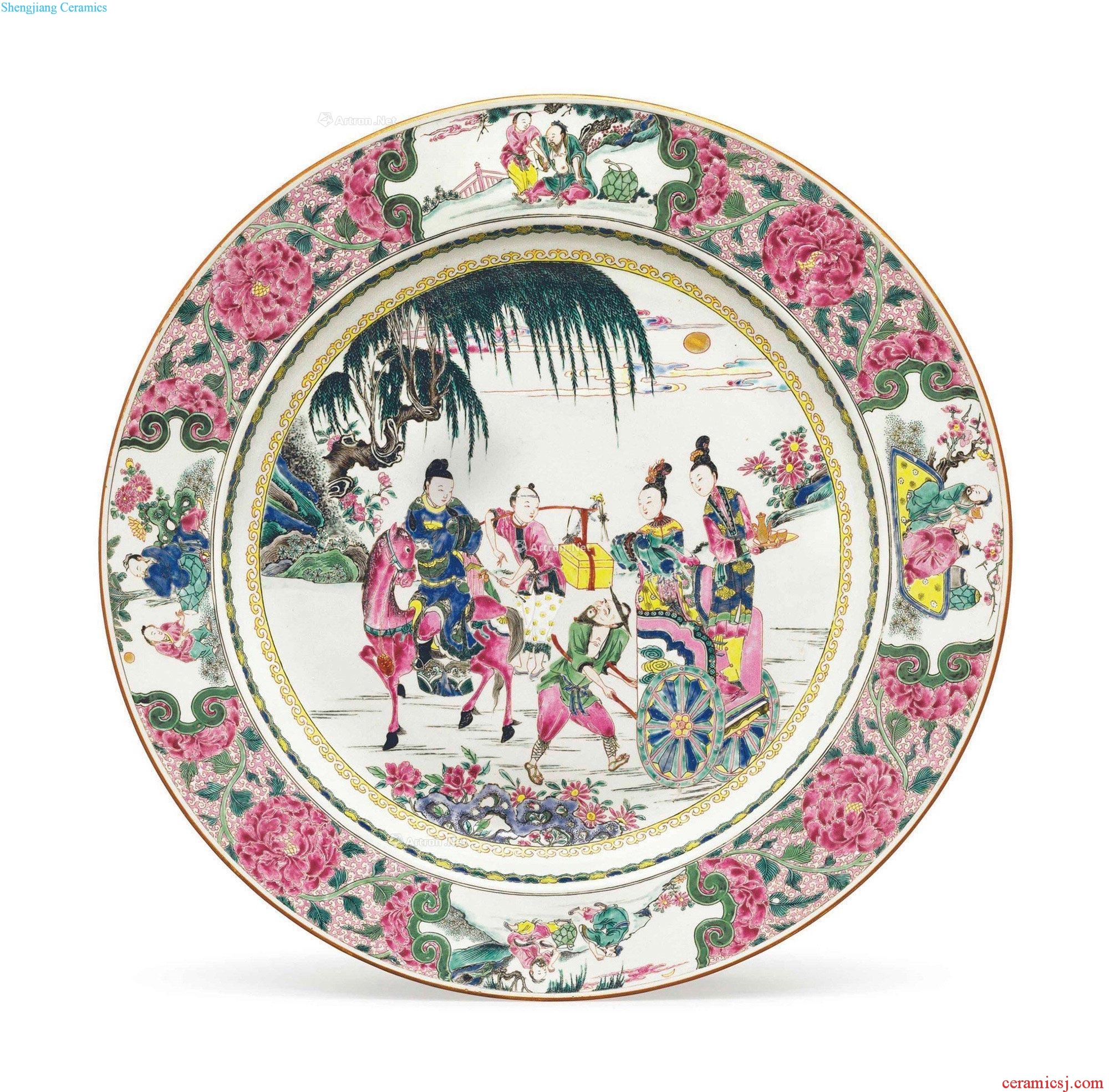Yongzheng period, 1723-35 years - A VERY LARGE FAMILLE ROSE DISH