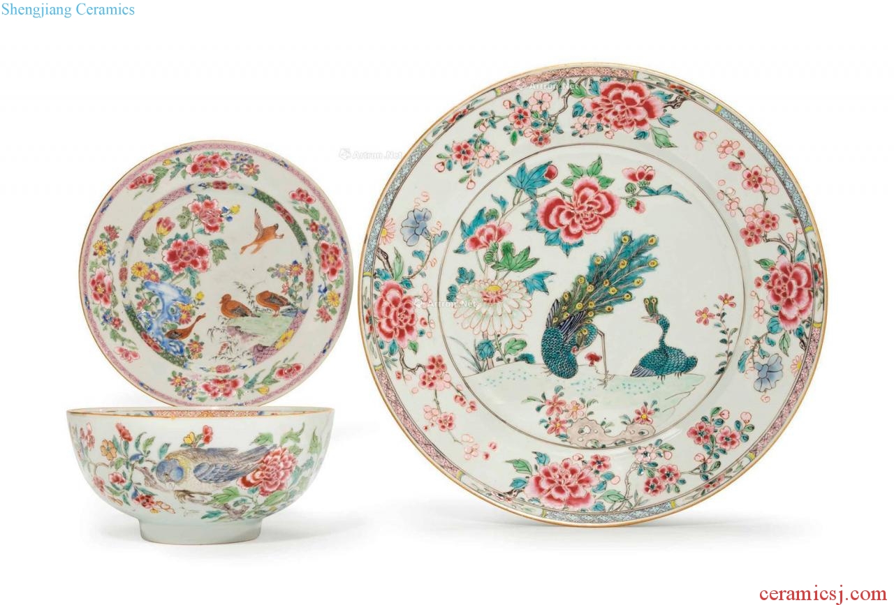Qianlong period, 1735-96 THREE FAMILLE ROSE ARTICLES