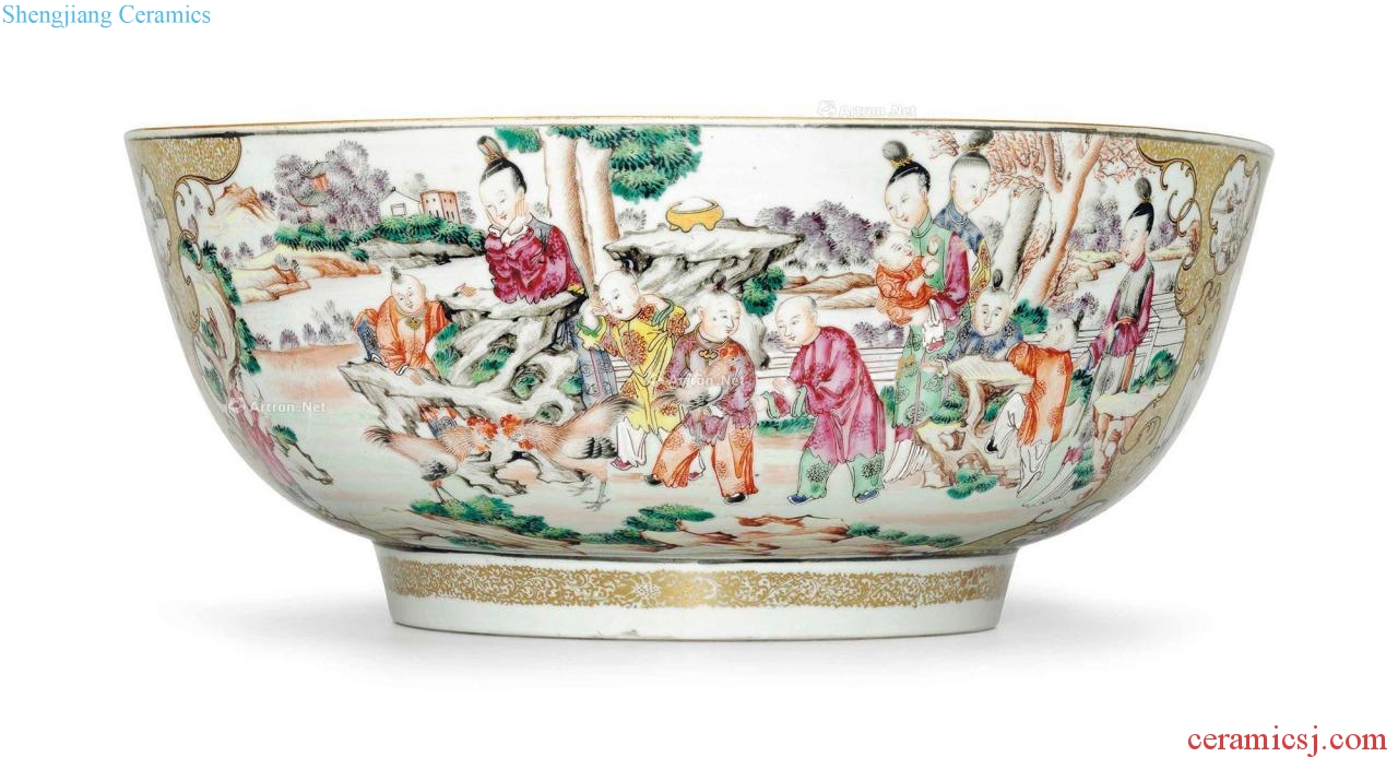 Qianlong period, 1735-96, A LARGE FAMILLE ROSE PUNCHBOWL