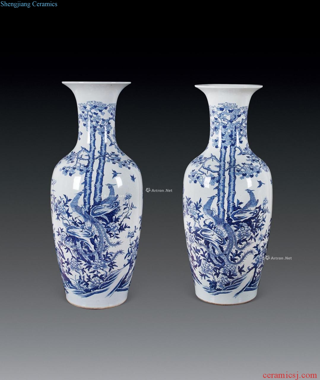 Qing dynasty blue and white flower big bottle (a)