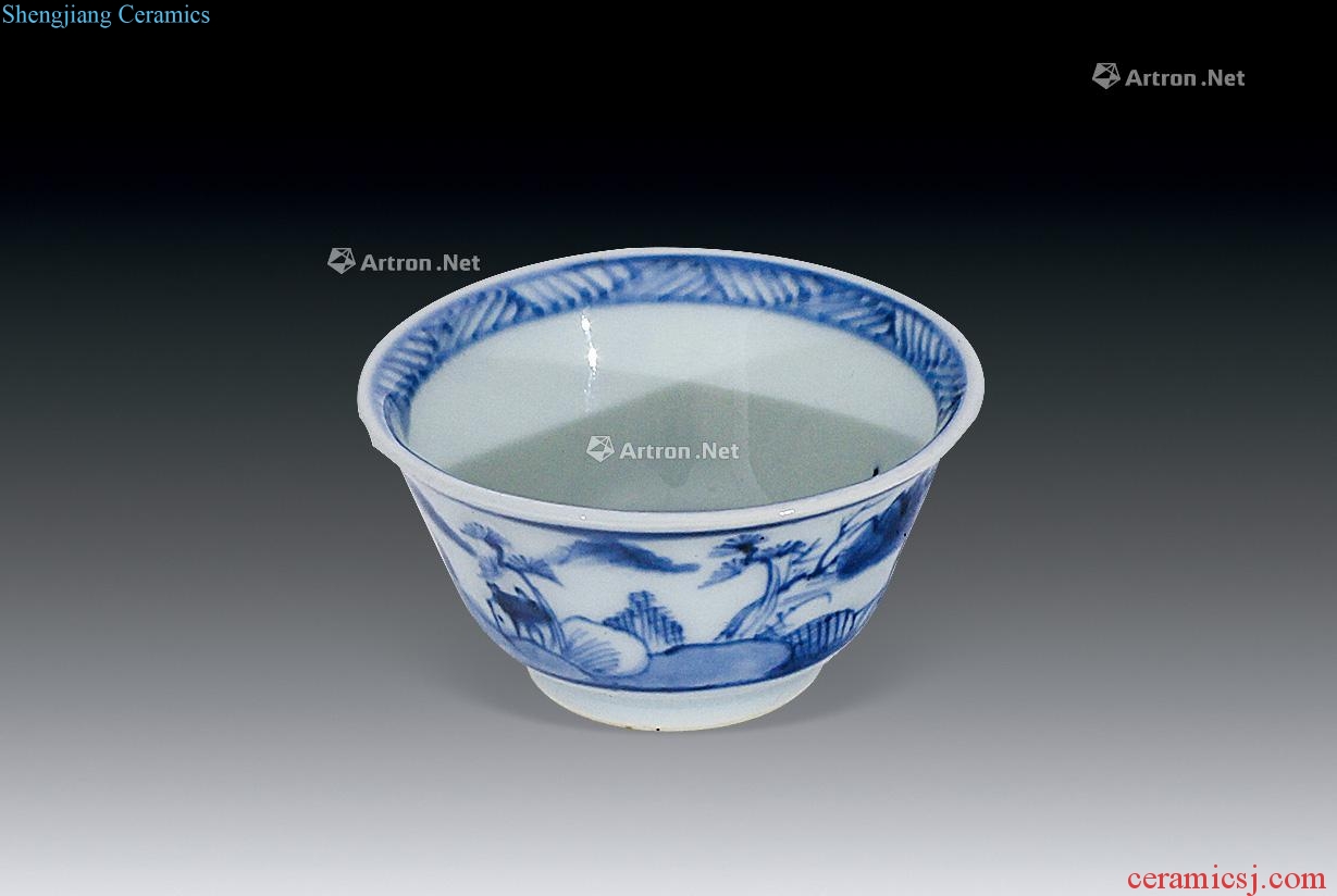 Qing dynasty landscape grain tea cups